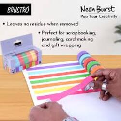 BRUSTRO Neon Burst Washi Tapes 15mm x 5m - Pack of 7